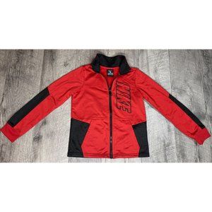Nike Jacket Boys 7 Large Red Full Zip Sweatshirt‎ Track Warm Up Spell Out Logo